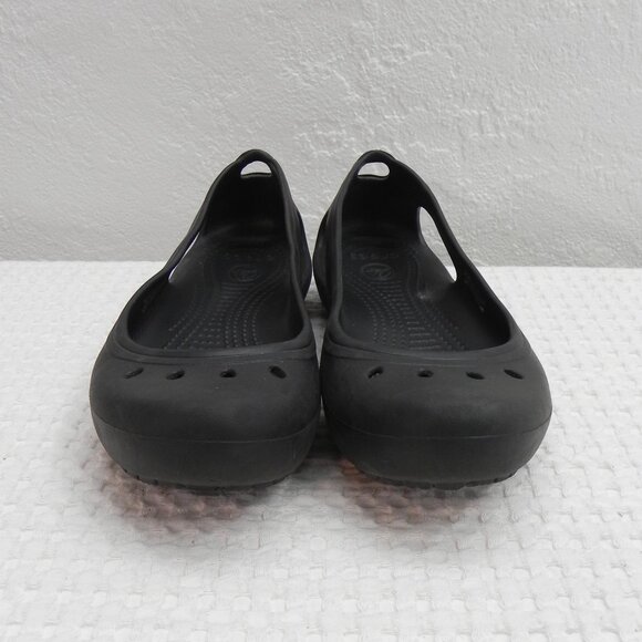Crocs Kadee Black Ballet Flats Slip-On Round Toe Lightweight Rubber Women's Sz 9 - Picture 2 of 10